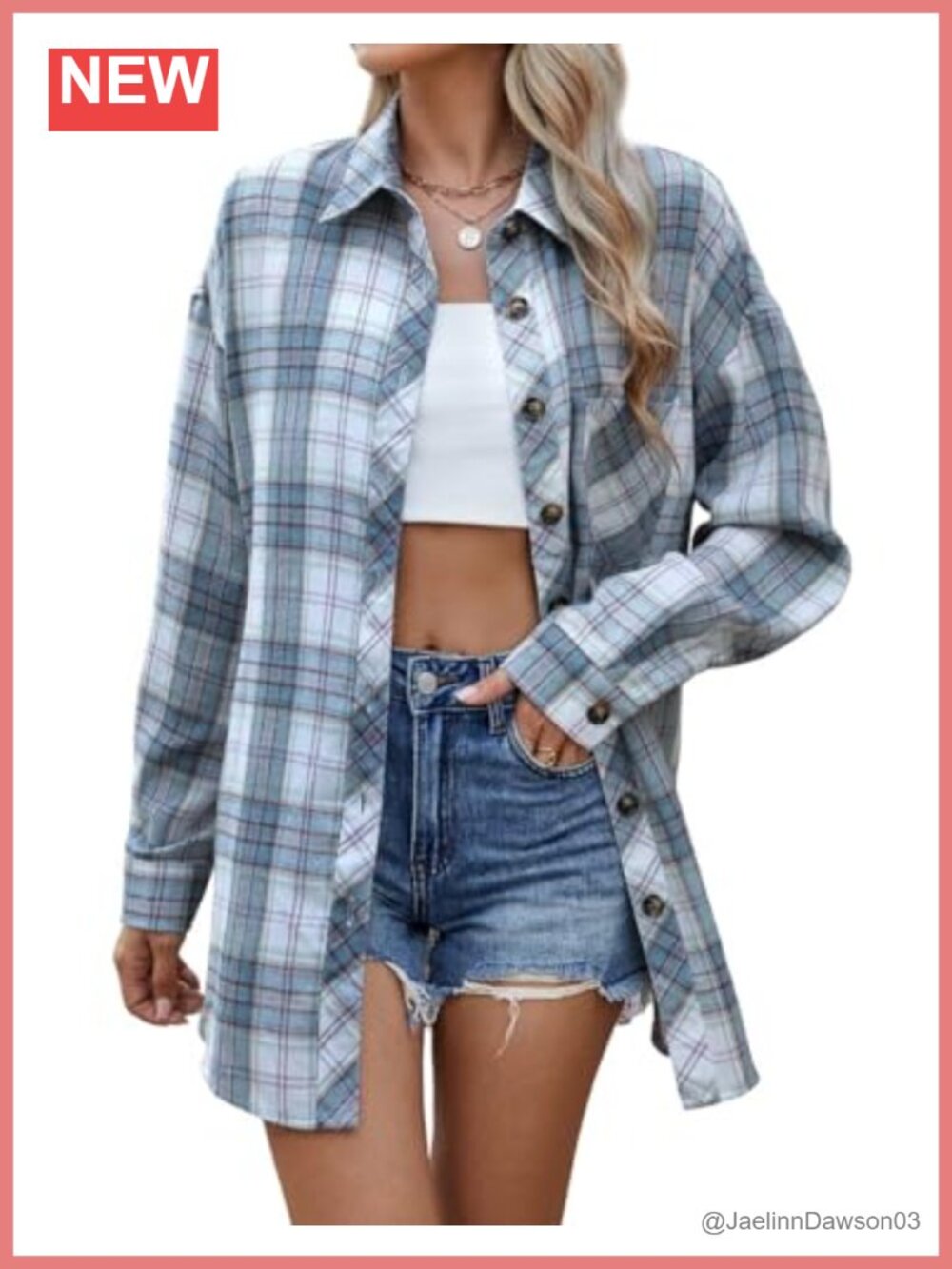 Womens Buffalo Plaid Flannel Shirt Long Sleeve Button Down Collar Blouse